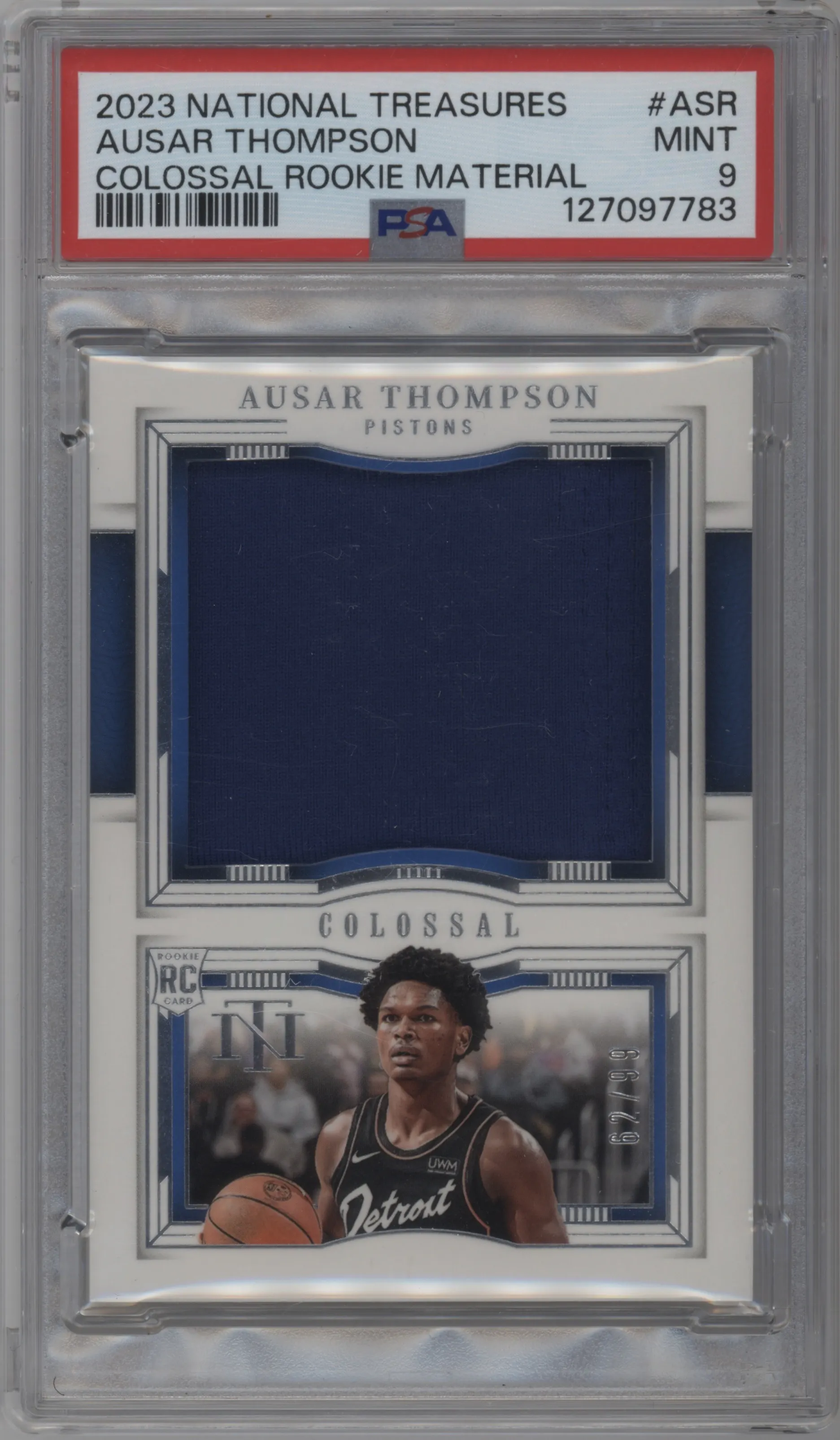 2023 Panini National Treasures Colossal Rke.Mat. Ausar Thompson #CR-ASR PSA 9