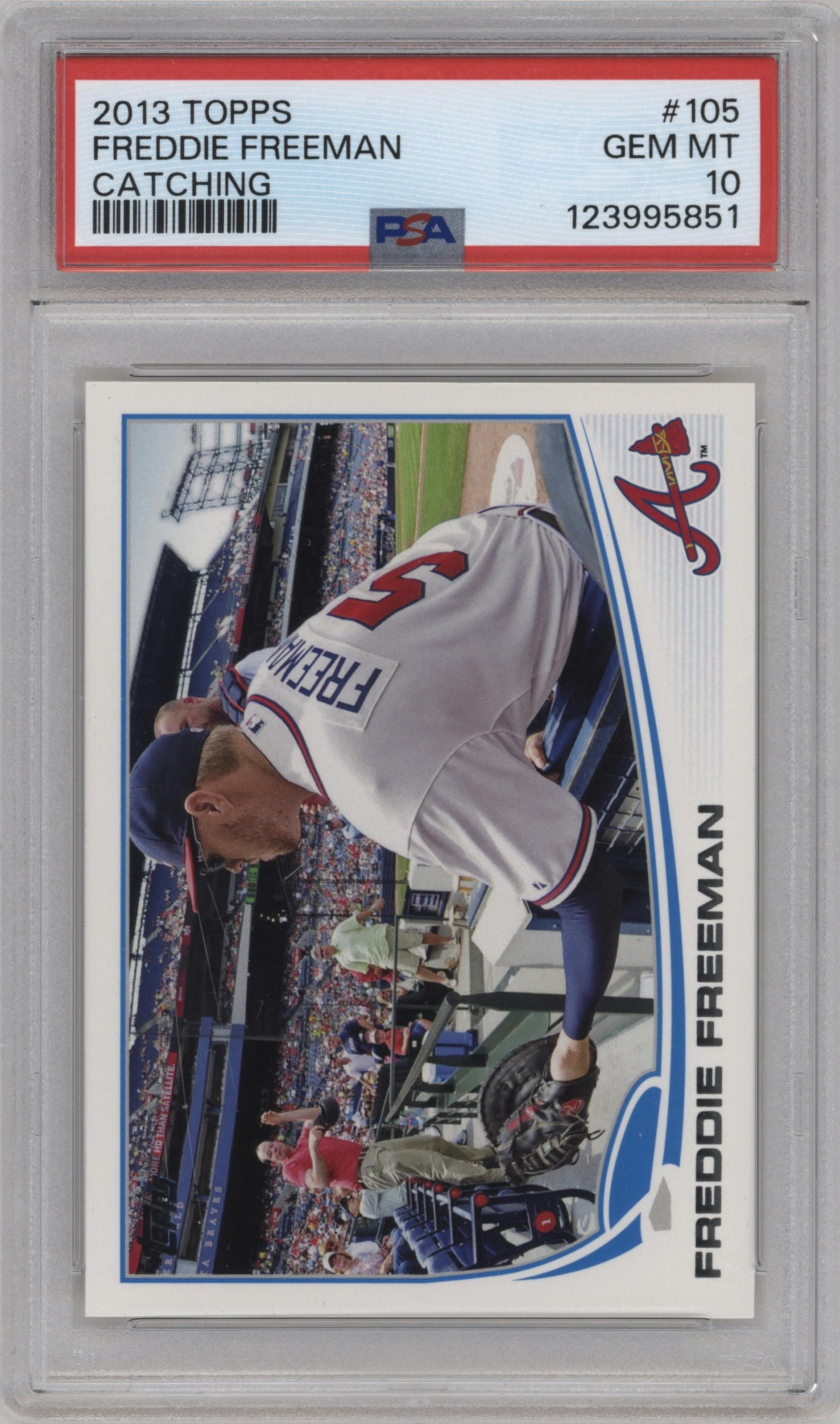 Freddie Freeman from the 2013 Topps set graded by PSA and given an overall grade of 10.