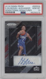Shai Gilgeous-Alexander from the 2018-19 Panini Prizm set graded by PSA and given an overall grade of 10.