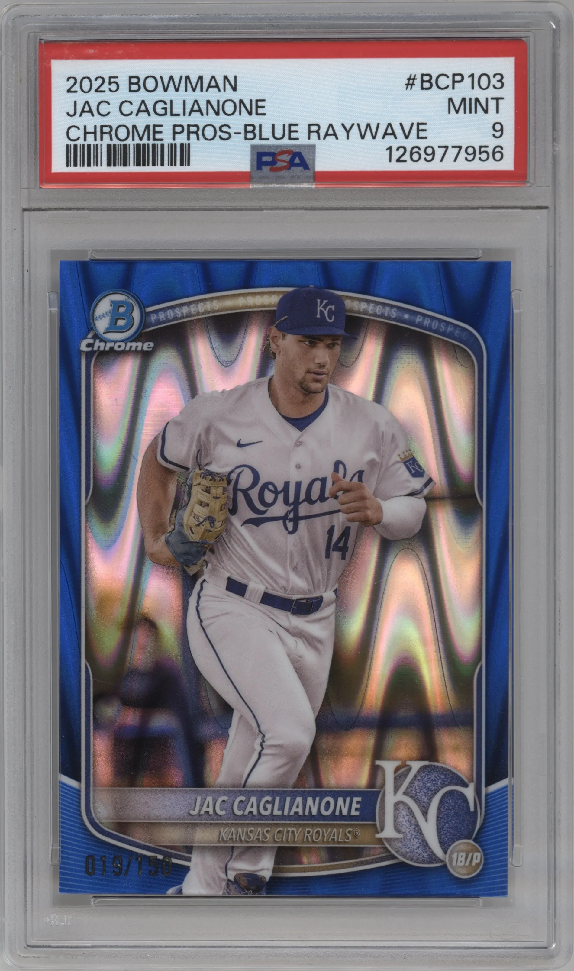 2025 Bowman Chr.Pros Jac Caglianone Blue RayWave Refractor #BCP-103 PSA 9