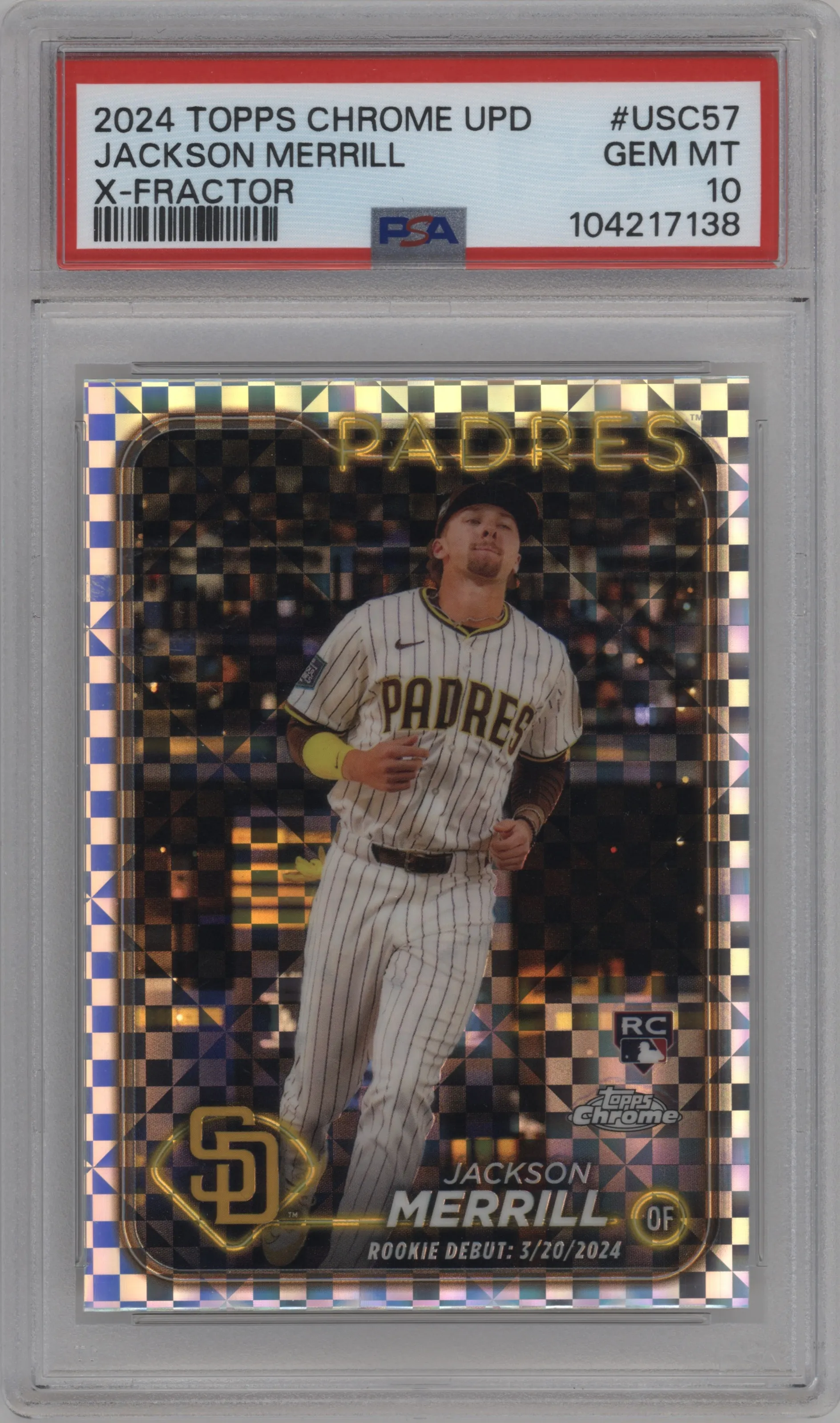 2024 Topps Chrome Update Jackson Merrill X-Fractor #USC57 PSA 10