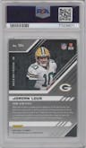 Jordan Love from the 2020 Panini XR set featuring a Blue parallel graded by PSA and given an overall grade of 9.