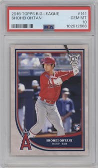 Shohei Ohtani from the 2018 Topps Big League set graded by PSA and given an overall grade of 10.