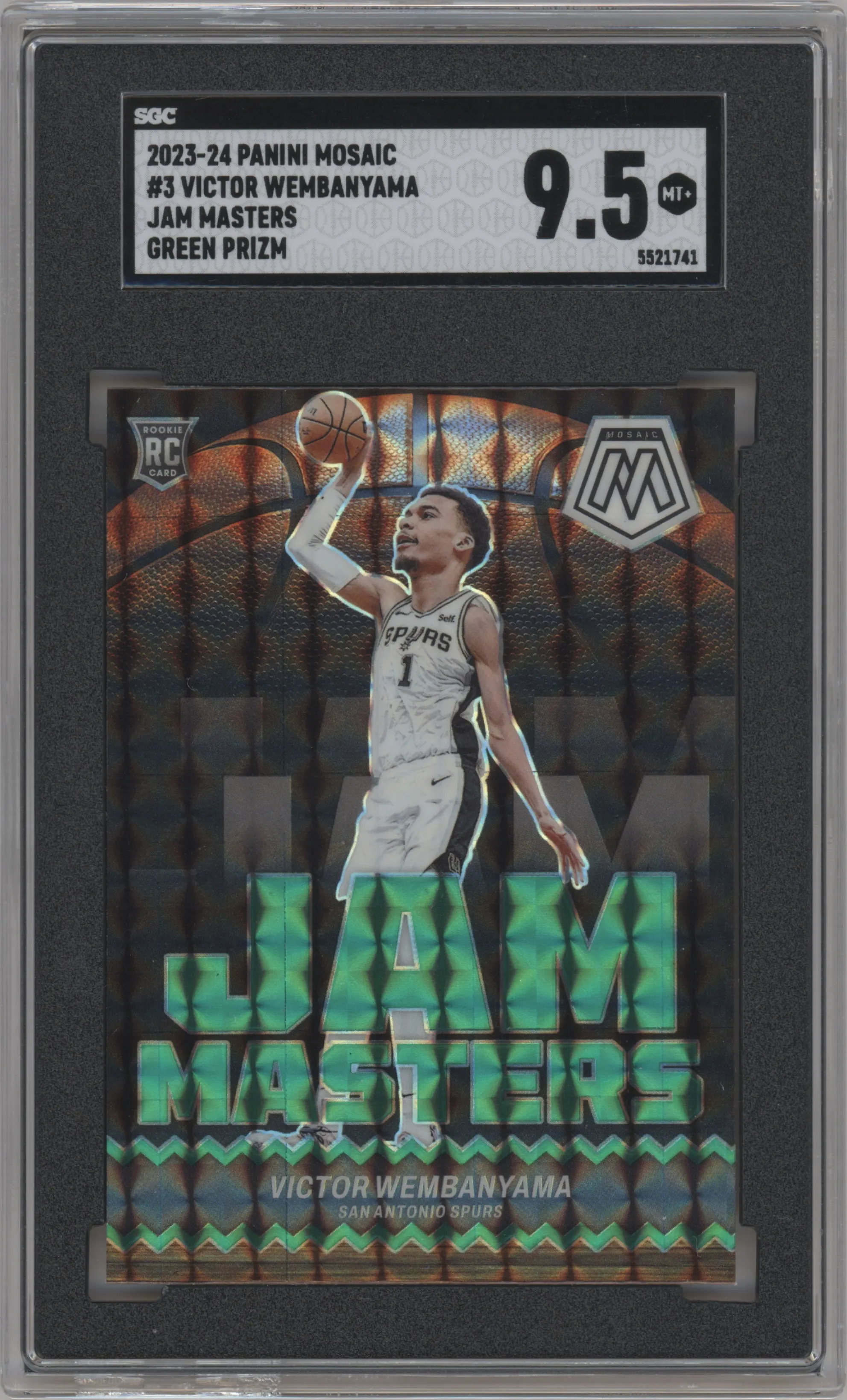 2023 Panini Mosaic Jam Masters Victor Wembanyama Green Mosaic #3 SGC 9.5