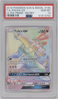 Palkia GX from the 2018 Pokemon S&M  set graded by PSA and given an overall grade of 10.
