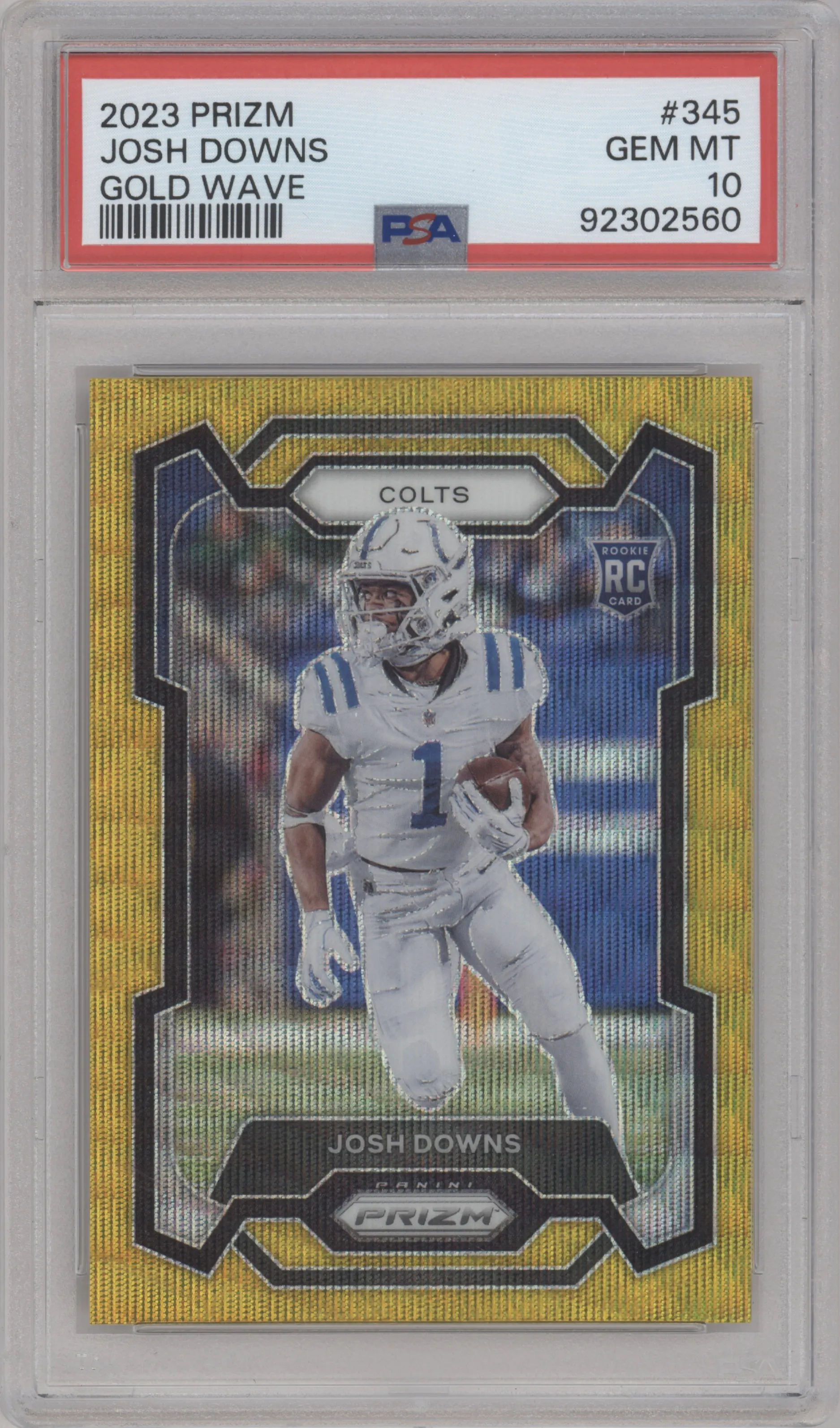2023 Panini Prizm Josh Downs Gold Wave PSA 10