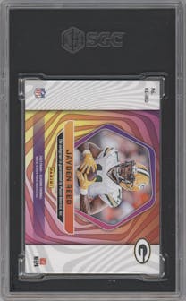 Jayden Reed from the 2023 Panini Illusions set graded by SGC and given an overall grade of 9.