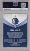 Luka Doncic from the 2018-19 Panini Donruss  set featuring a Press Proof parallel graded by PSA and given an overall grade of 9.