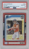 Bo Nix from the 2024 Donruss set featuring a Red Wave parallel graded by PSA and given an overall grade of 10.