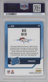 Bo Nix from the 2024 Donruss set featuring a Red Wave parallel graded by PSA and given an overall grade of 10.