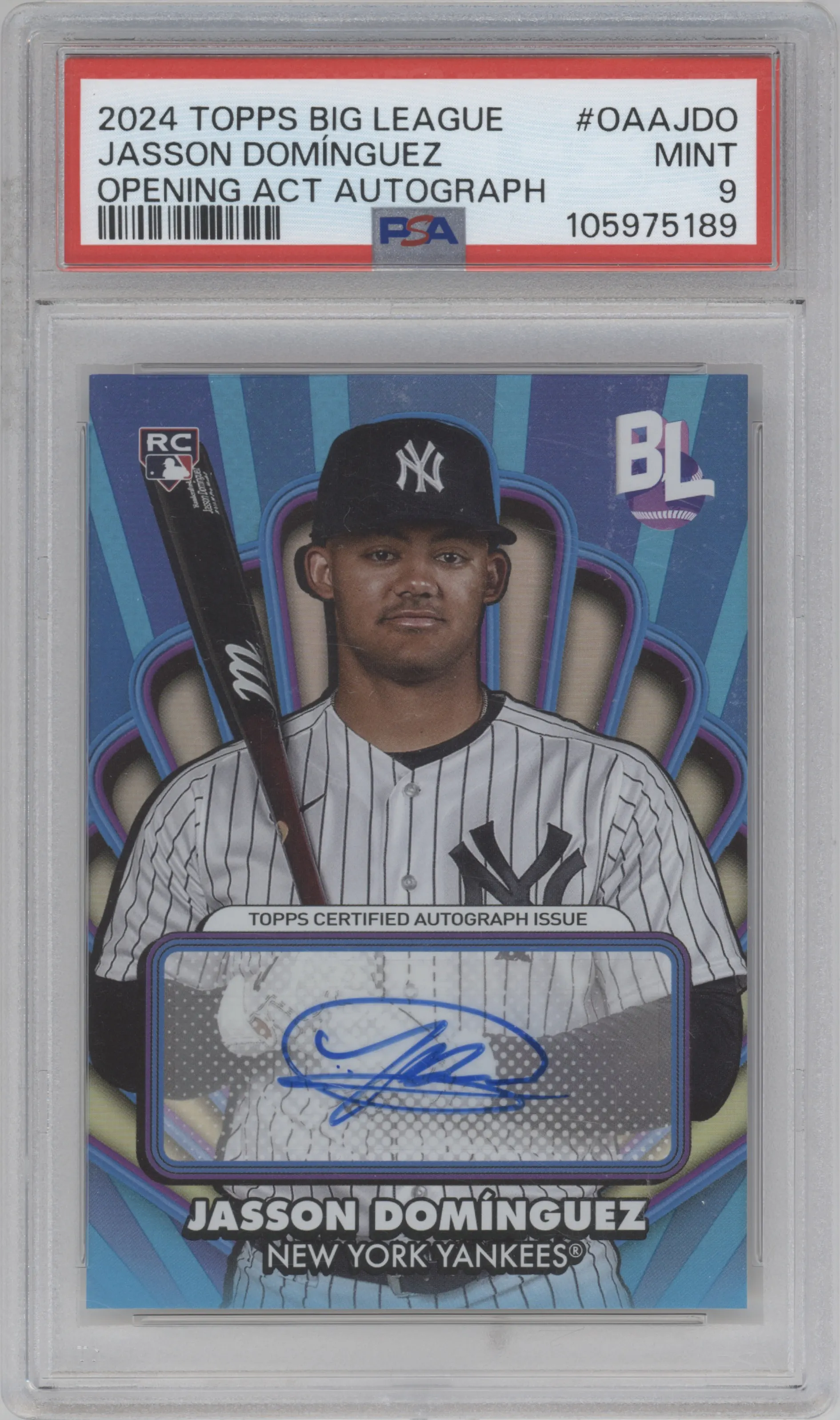 2024 Topps Big League Opening Act Auto Jasson Dominguez PSA 9