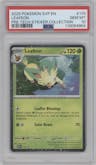 Leafeon from the 2025 Pokemon SV set featuring a Prismatic Evolutions Tech Sticker Collection parallel graded by PSA and given an overall grade of 10.