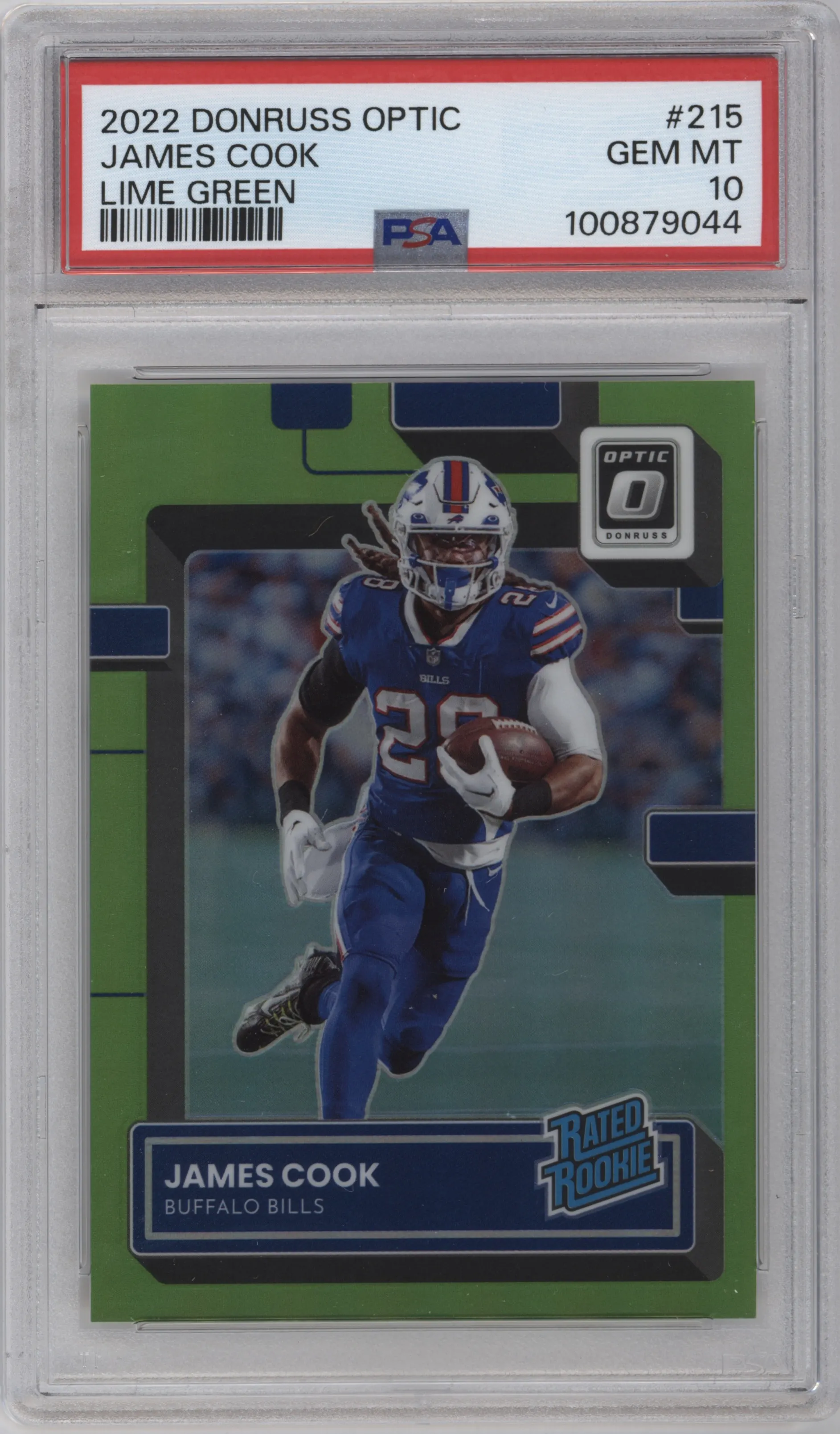 2022 Panini Donruss Optic Rated Rookie James Cook Lime Green #215 PSA 10