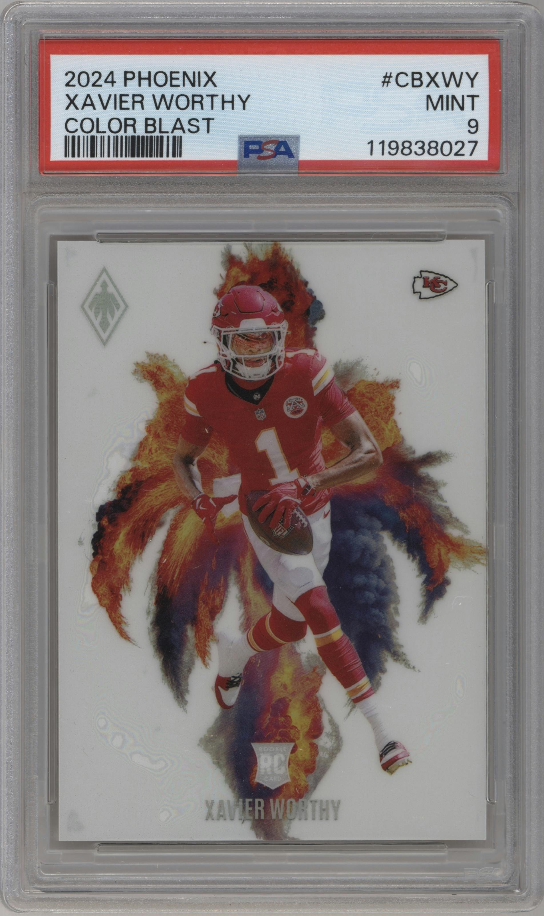 Xavier Worthy	 from the 2024 Panini Phoenix set graded by PSA and given an overall grade of 9.