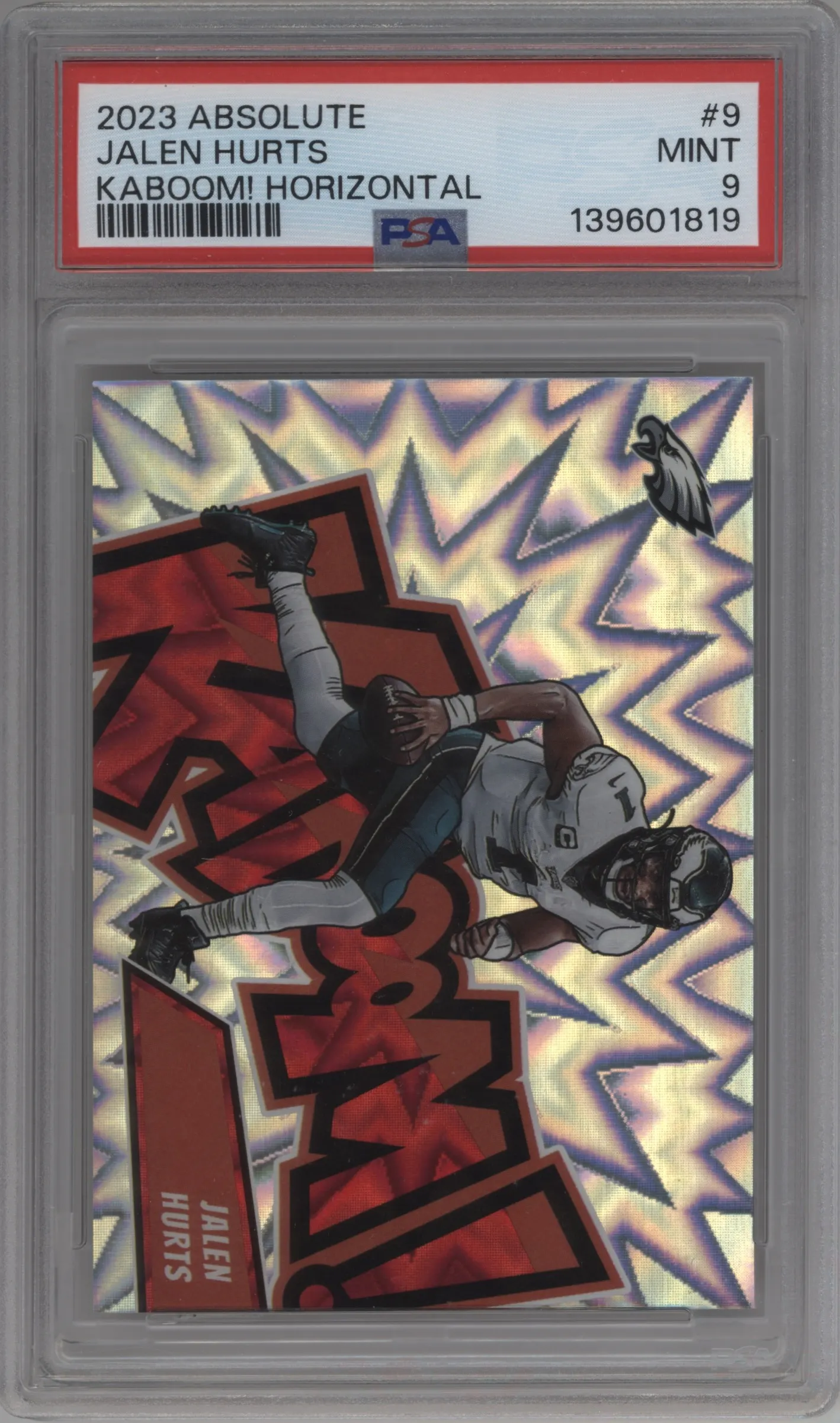 2023 Panini Absolute Kaboom! Horizontal Jalen Hurts #9 PSA 9