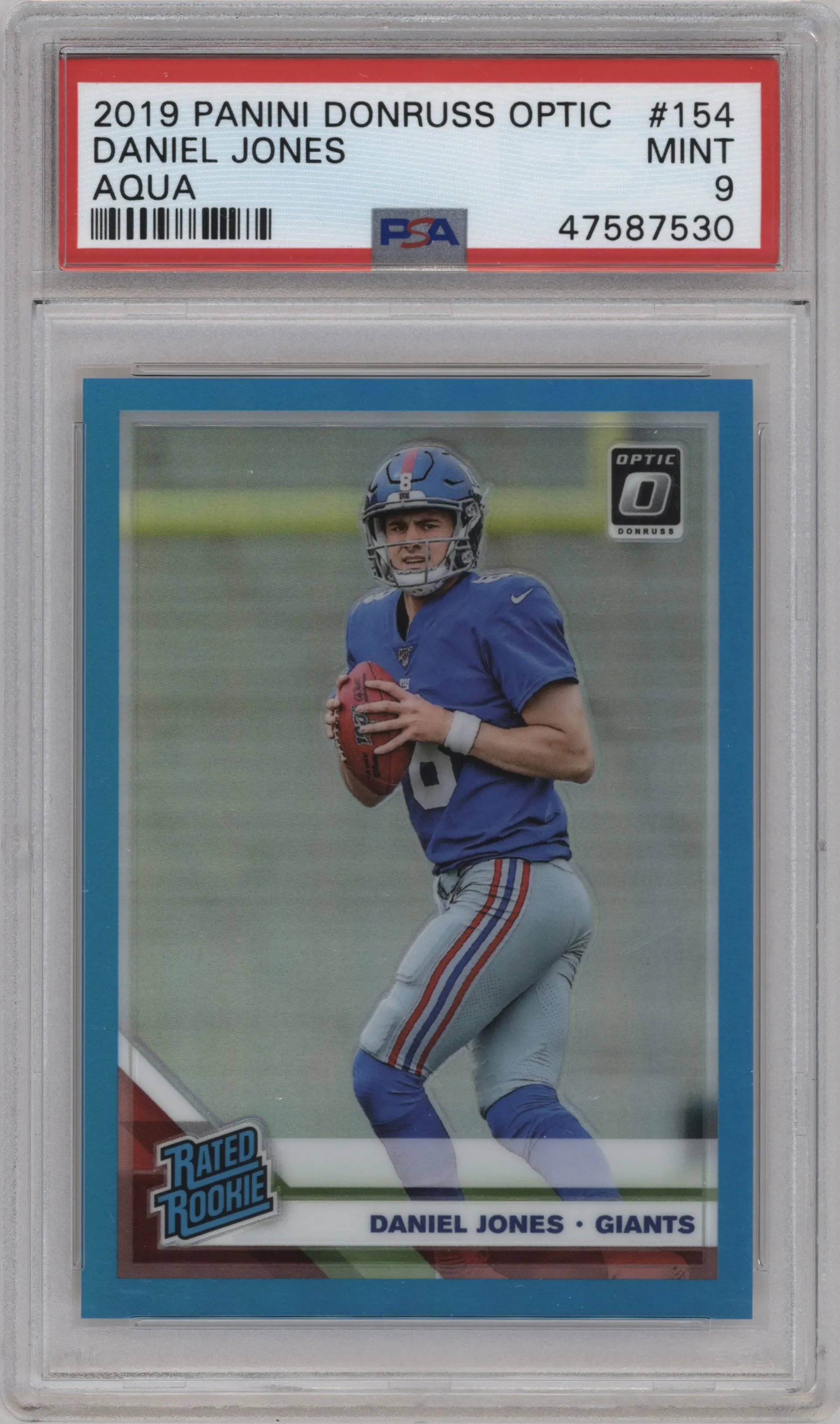 2019 Panini Donruss Optic Rated Rookie Daniel Jones Aqua PSA 9