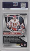 Patrick Mahomes II from the 2024 Panini Prizm set featuring a Red Wave parallel graded by PSA and given an overall grade of 9.