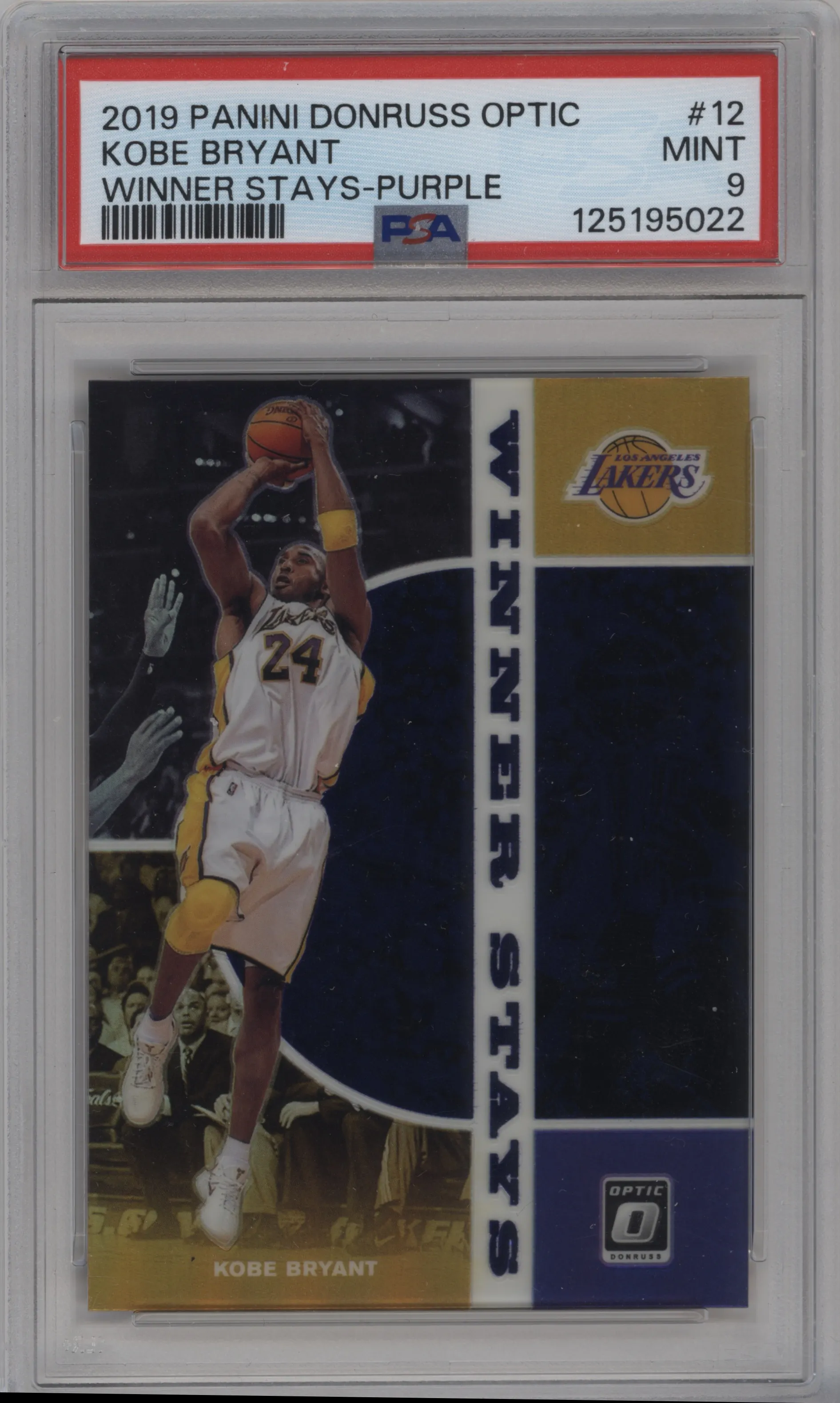 2019 Panini Donruss Optic Winner Stays Kobe Bryant Purple PSA 9