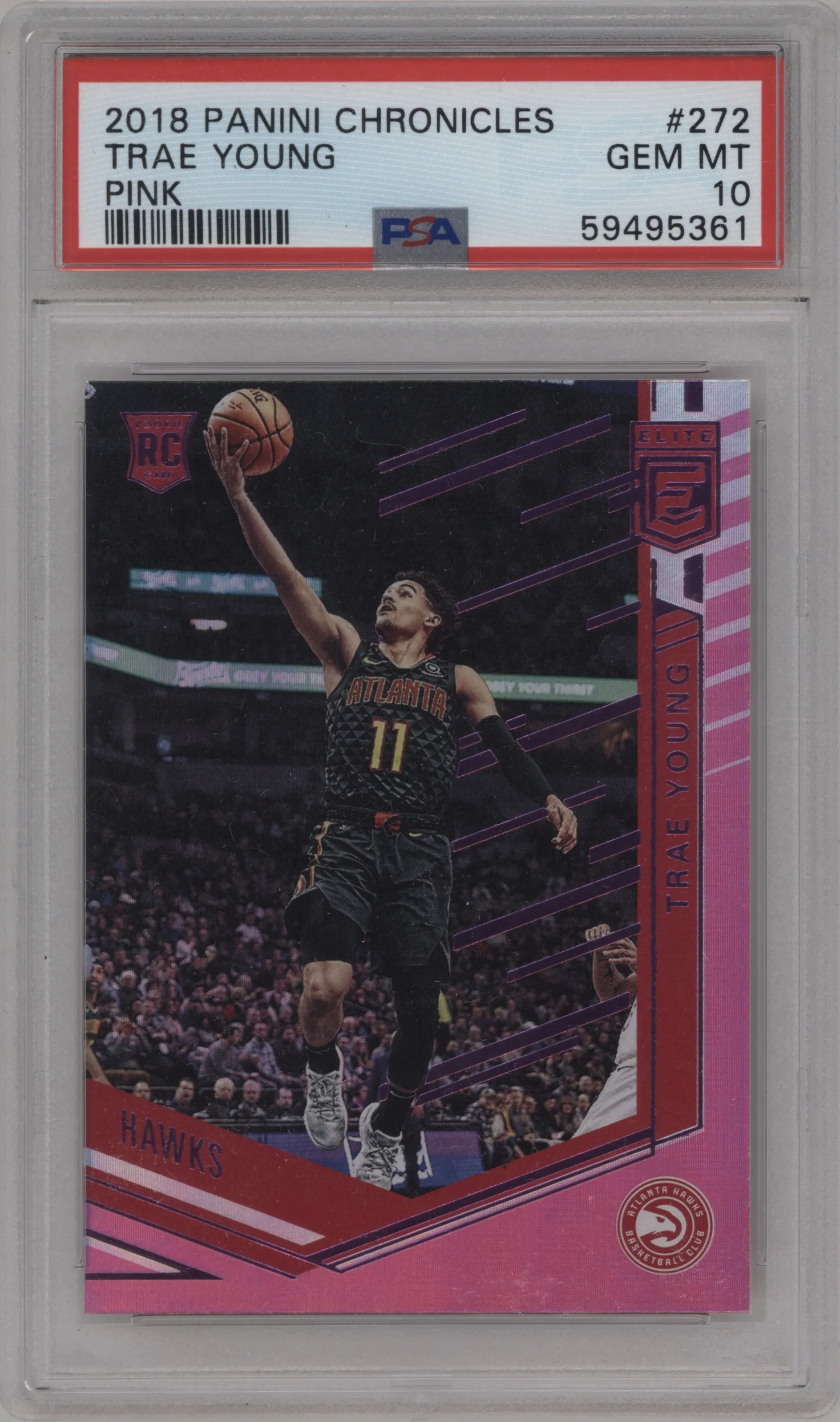 2018 Panini Chronicles Elite Rke. Trae Young Pink PSA 10