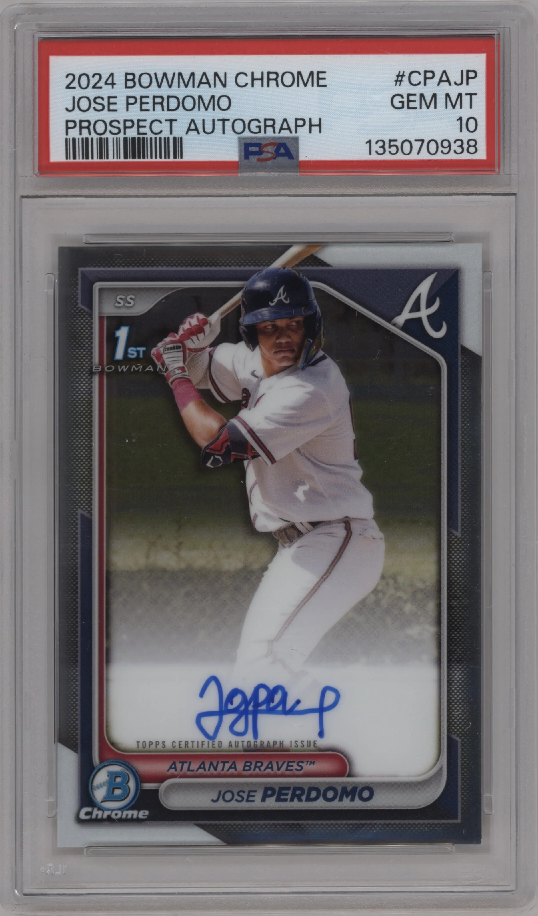2024 Bowman Chrome Pros.Auto Jose Perdomo #CPA-JP PSA 10