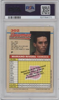 Mariano Rivera from the 1992 Bowman set graded by PSA and given an overall grade of 9.