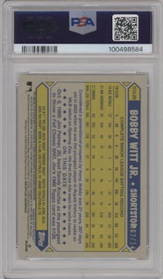 Bobby Witt Jr. from the 2022 Topps Silver Pack  set graded by PSA and given an overall grade of 9.