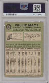 Willie Mays from the 1967 Topps set graded by PSA and given an overall grade of 6.