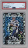 Tom Brady from the 2017 Panini Prizm set featuring a Disco parallel graded by PSA and given an overall grade of 9.