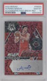 Alperen Sengun from the 2022-23 Panini Mosaic set featuring a Red parallel graded by PSA and given an overall grade of 10.