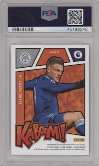 Jamie Vardy from the 2019-20 Panini Prizm Premier League set graded by PSA and given an overall grade of 10.