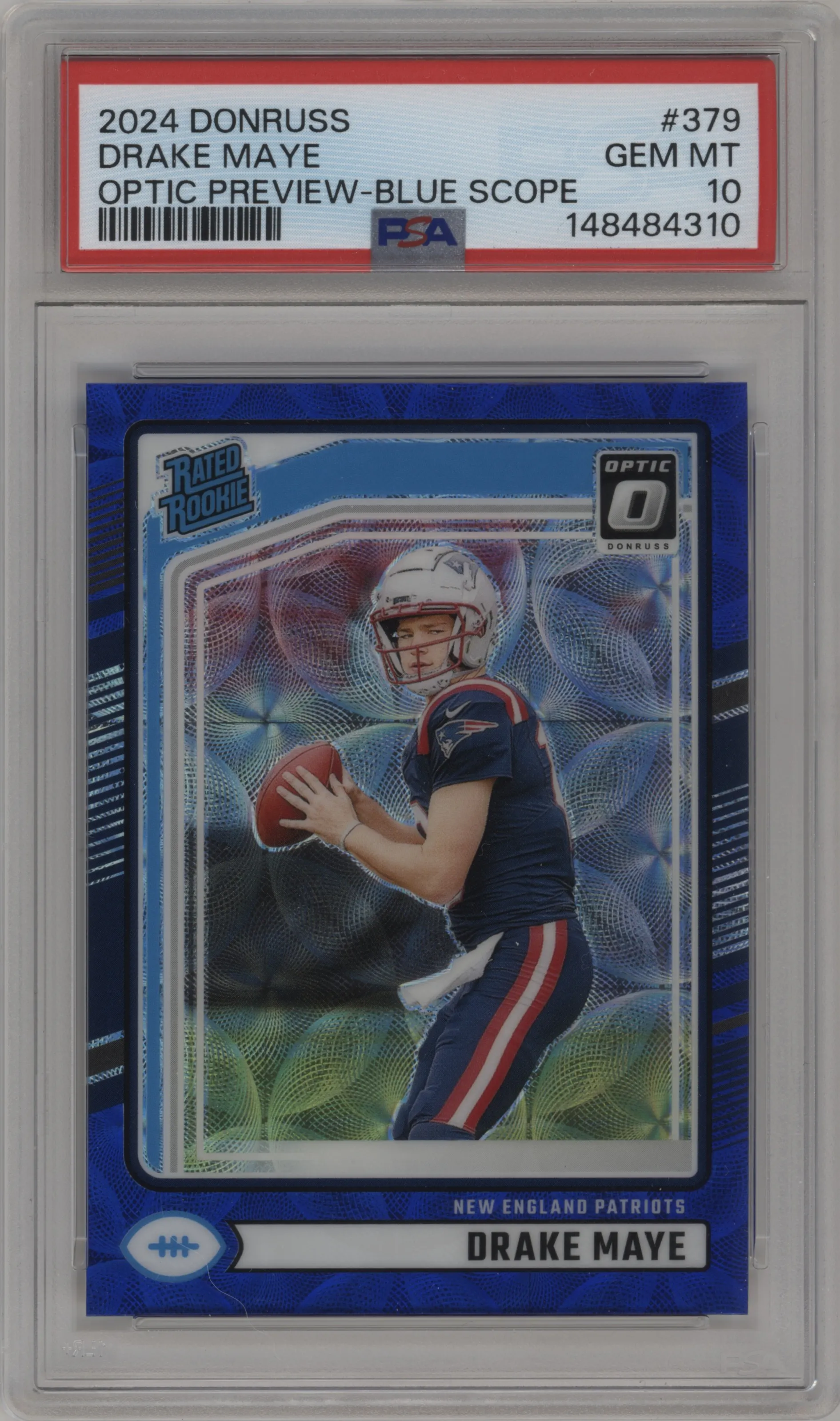2024 Donruss Opt.Rtd.Rke. Drake Maye Blue Scope #379 PSA 10