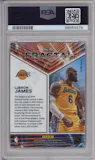 LeBron James from the 2023-24 Panini Prizm set featuring a Silver Prizm parallel graded by PSA and given an overall grade of 10.