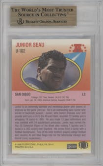 Junior Seau from the 1990 Fleer Update set graded by Beckett and given an overall grade of 9.5.