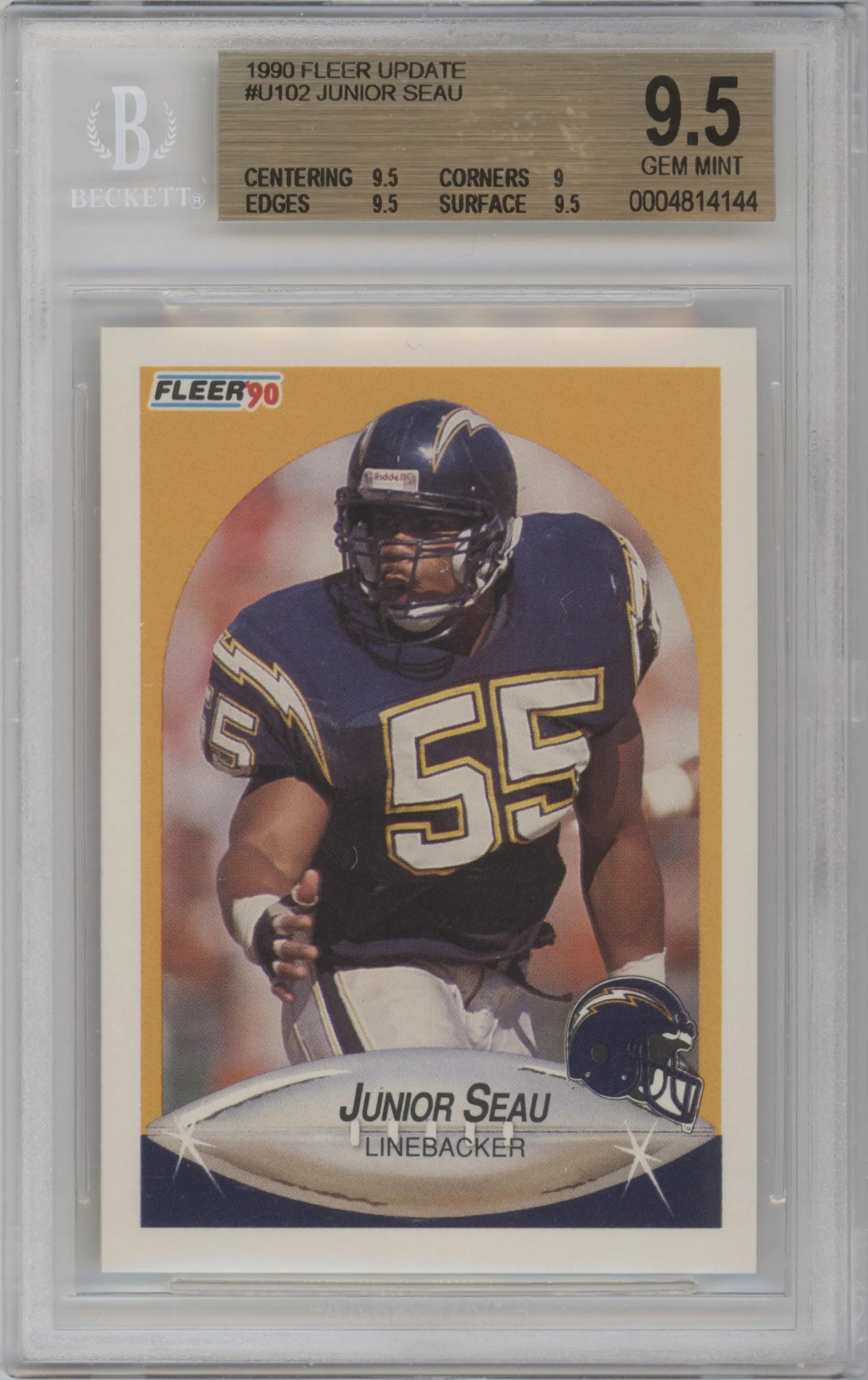 1990 Fleer Update Junior Seau BGS 9.5