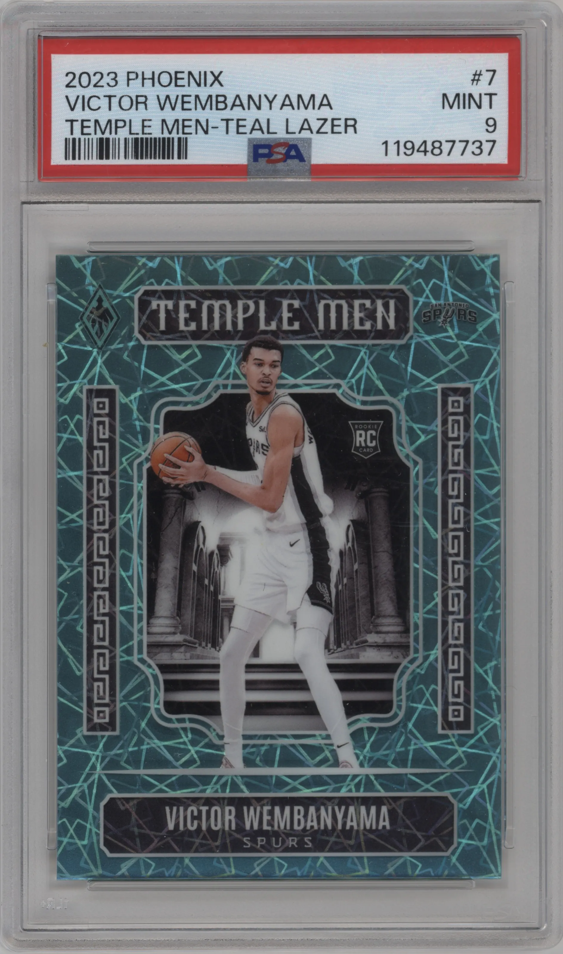 2023 Panini Phoenix Temple Men Victor Wembanyama Teal Lazer #7 PSA 9