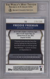 Freddie Freeman from the 2011 Topps Finest set featuring a X-Fractor parallel graded by Beckett and given an overall grade of 10.