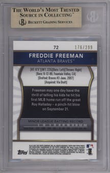 Freddie Freeman from the 2011 Topps Finest set featuring a X-Fractor parallel graded by Beckett and given an overall grade of 10.
