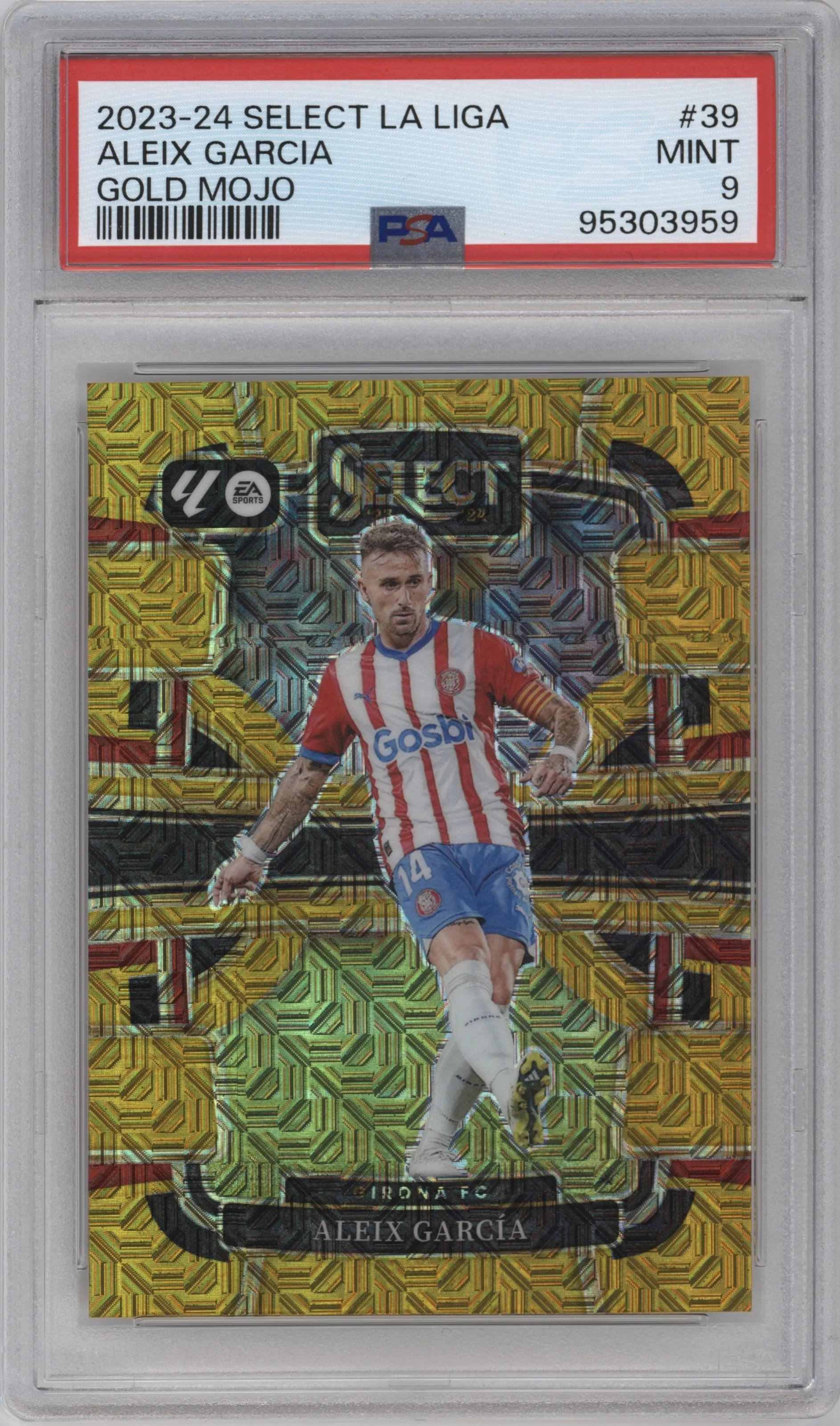2023 Panini Select La Liga Terrace Aleix Garcia Gold Mojo PSA 9
