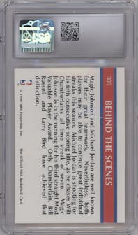 Magic Johnson/Michael Jordan from the 1990-91 NBA Hoops set graded by CSG and given an overall grade of 9.