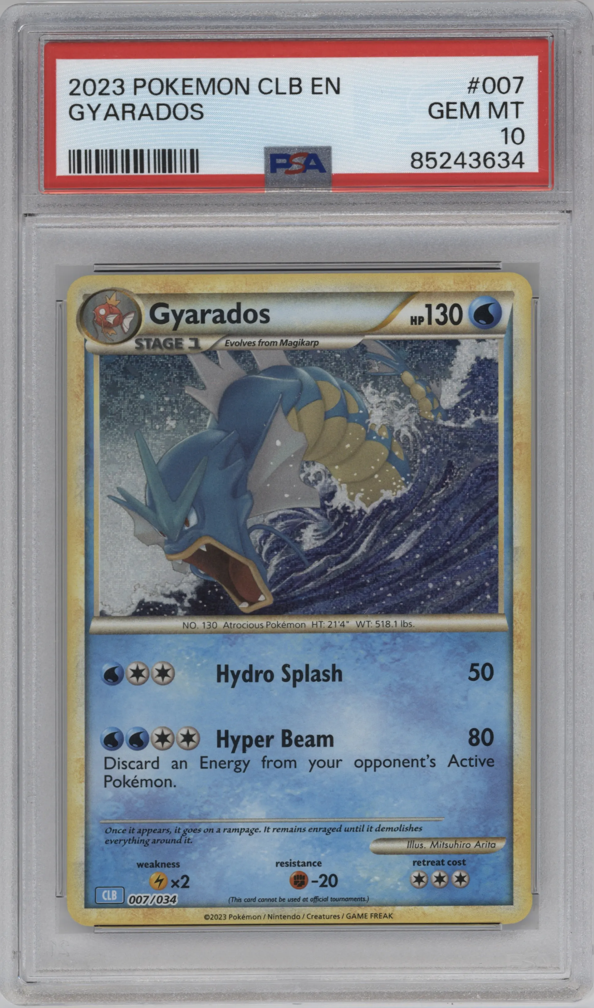 2023 Pokemon CLB Gyarados #007 PSA 10