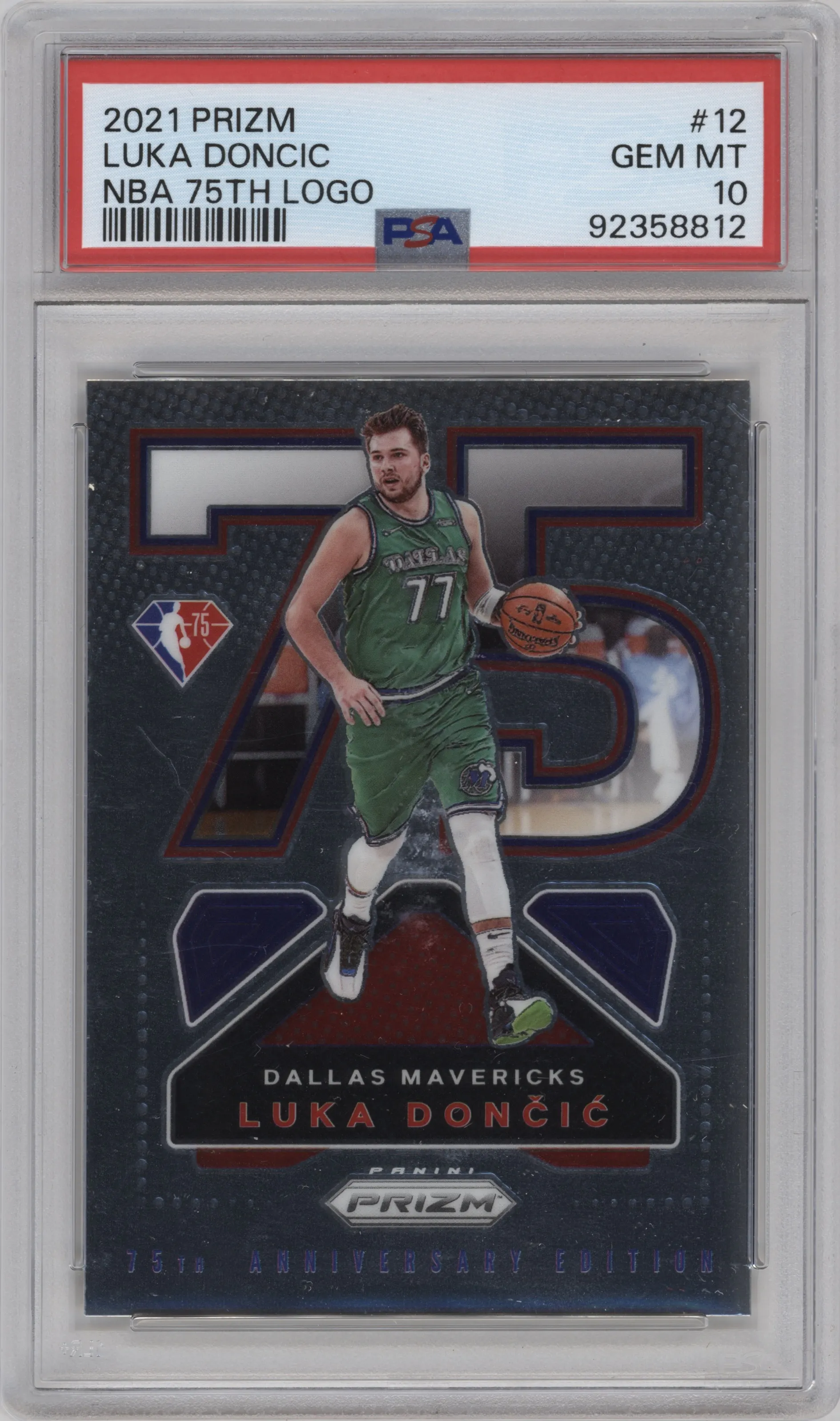 2021 Panini Prizm NBA 75th Logo Luka Doncic PSA 10
