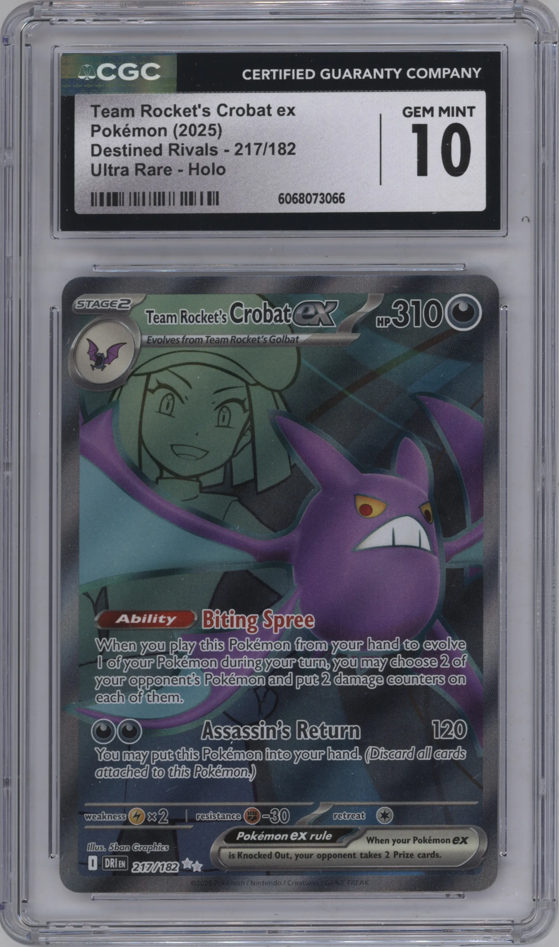 2025 Pokemon SV Destined Rivals Team Rocket's Crobat ex #217 CGC 10