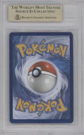 Rayquaza V from the 2021 Pokemon SWSH set graded by Beckett and given an overall grade of 9.5.
