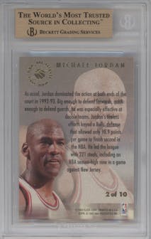 Michael Jordan from the 1993-94 Fleer Ultra set graded by Beckett and given an overall grade of 9.5.