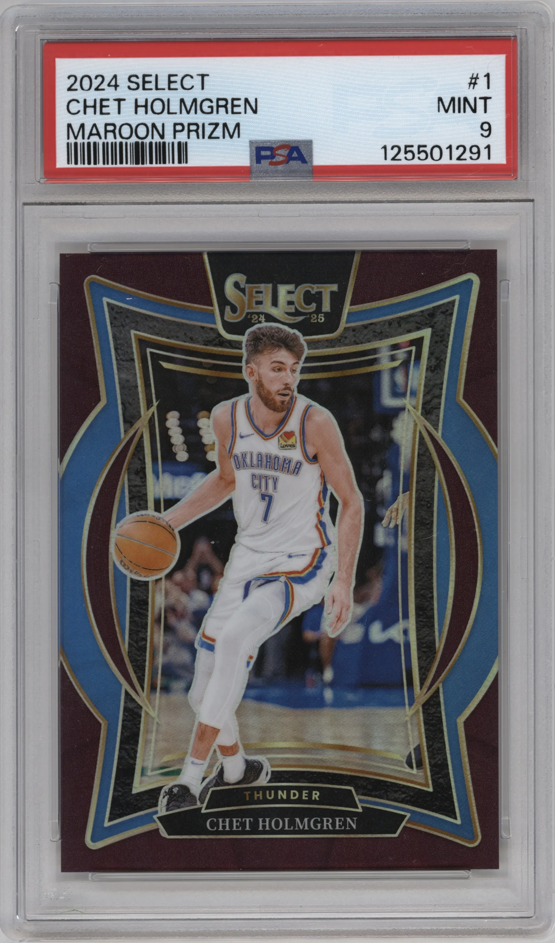 2024 Panini Select Chet Holmgren Maroon Prizm PSA 9