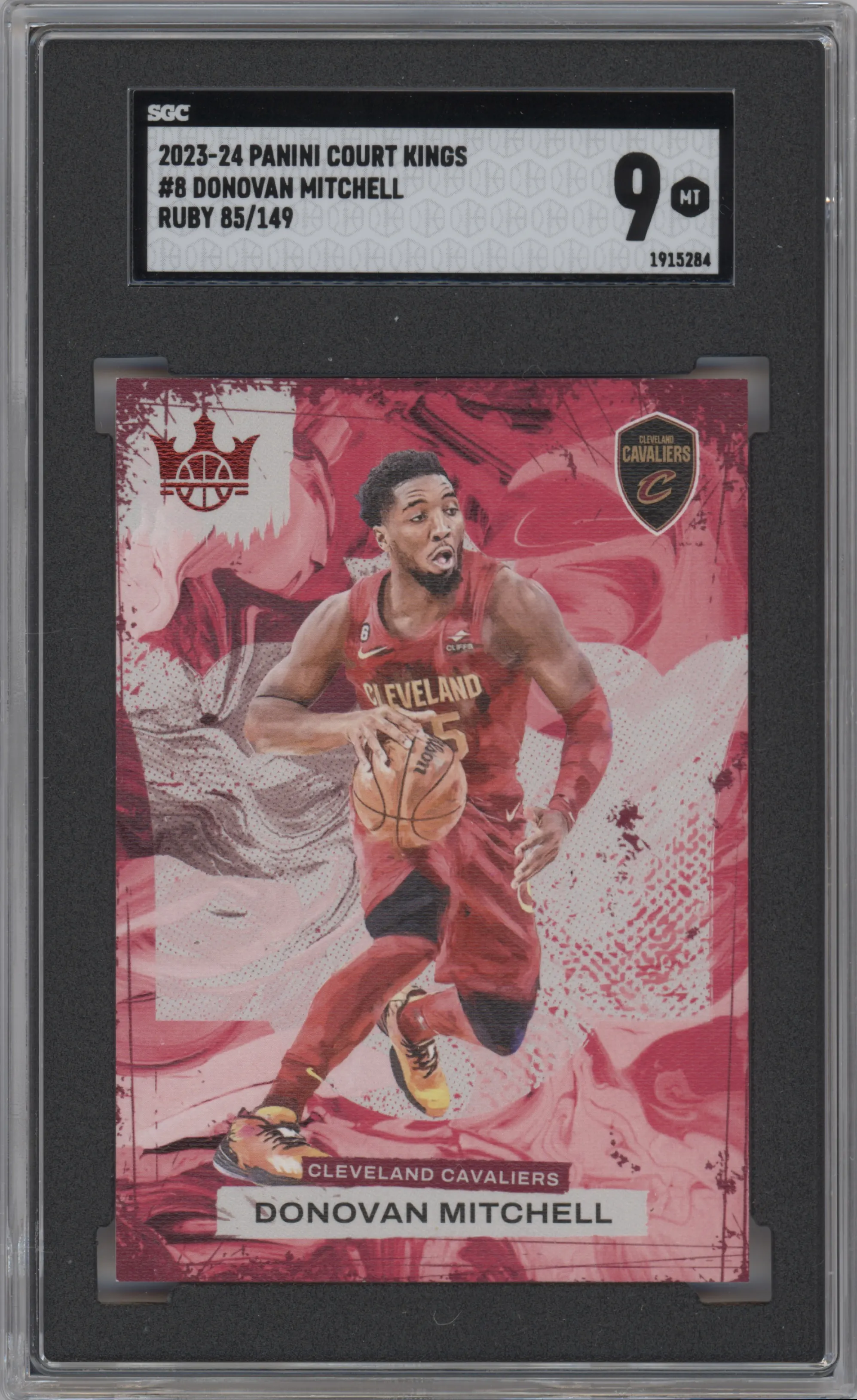 2023 Panini Court Kings Donovan Mitchell Ruby SGC 9