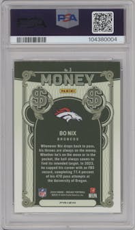 Bo Nix from the 2024 Panini Mosaic set graded by PSA and given an overall grade of 9.