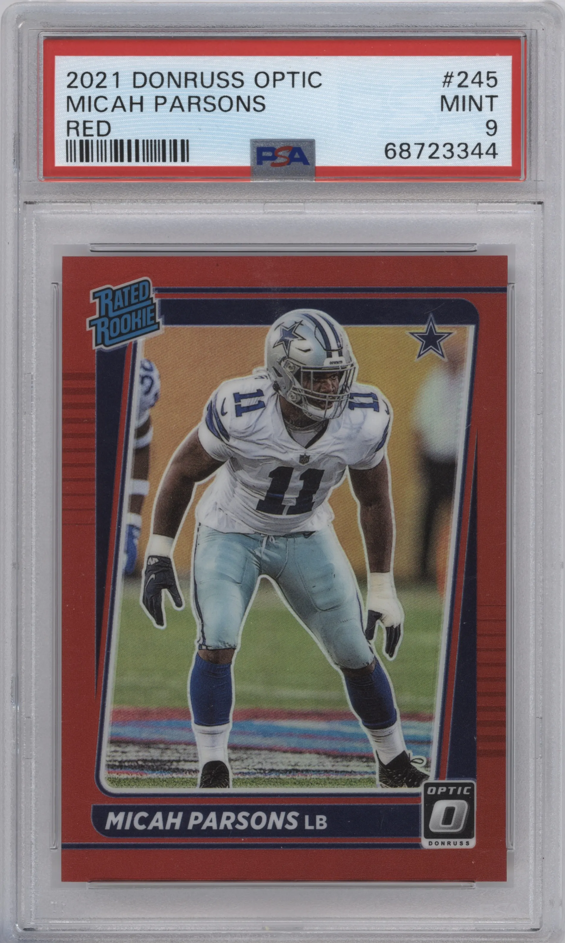 2021 Panini Donruss Optic Rated Rookie Micah Parsons Red PSA 9