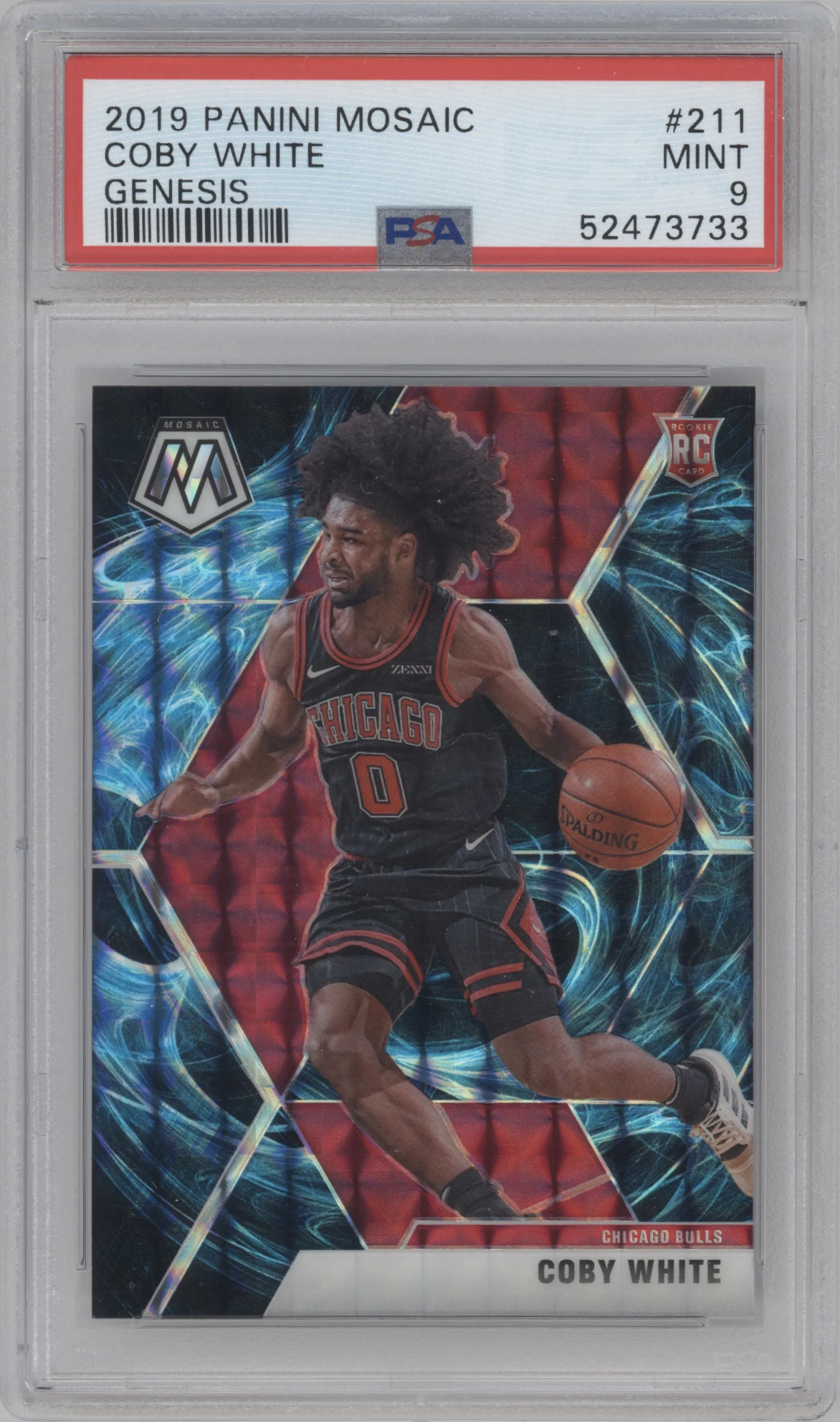 2019 Panini Mosaic Coby White Genesis #211 PSA 9