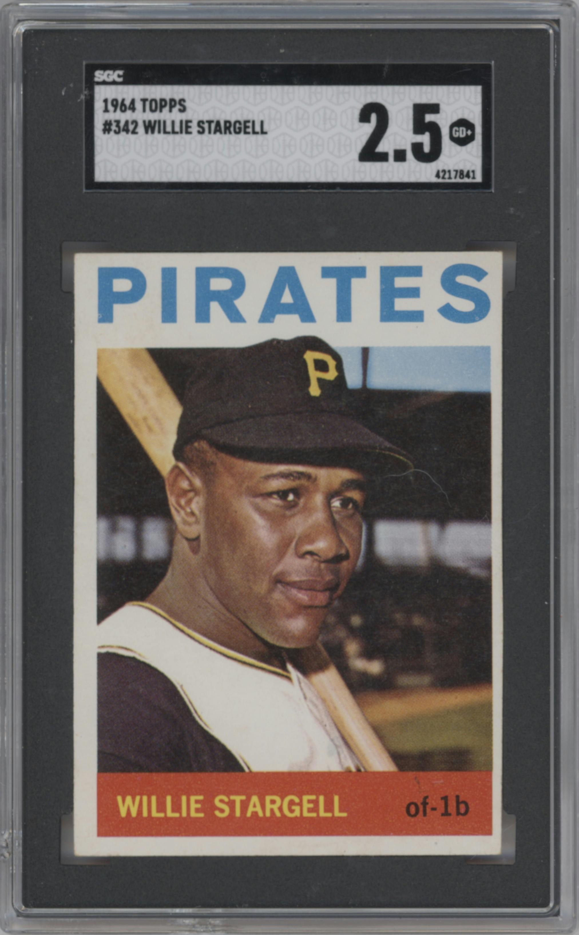 Willie Stargell from the 1964 Topps set graded by SGC and given an overall grade of 2.5.